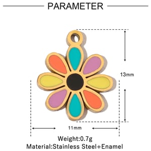 Colorful Flowers Stainless Steel Gold Color Pendants h5 Picture2