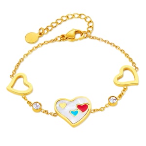 1 Stück Simple Series Daily Heart Edelstahl Goldfarben Damen Kettenarmbänder h5 Bild6