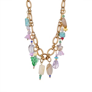 Designable Irregular Natural Stone Stainless Steel Gold Color Women's Pendant Necklaces h5 Picture7