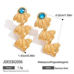 Starfish Stainless Steel Gold Color Dangle Earrings & Ring h5 Picture2