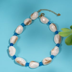 Oceanic Series Stainless Steel Gold Color Natural Stone Women's Pendant Necklaces h5 Picture5