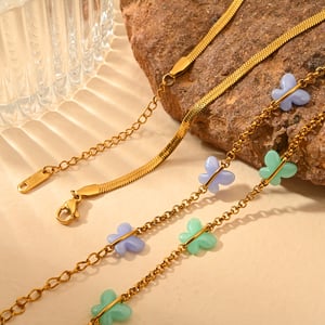 Romantische süße Schmetterling Edelstahl Gold Farbe Damen Fußkettchen h5 Bild5