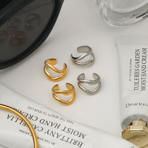 Simple Solid Color Stainless Steel Gold Color Ear Cuffs h5 Picture6
