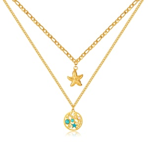 1 Piece Vacation Series Retro Starfish Stainless Steel Gold Color Women's Pendant Necklaces h5 Picture6