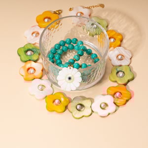 Flower Shell Stainless Steel Gold Color Women's Beaded Necklaces h5 Picture3