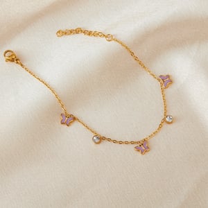 1 Piece Elegant Series Daily Purple Butterfly Stainless Steel Gold Color Women's Charm Bracelets h5 Picture3