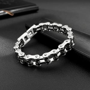 Braccialetti da uomo in acciaio inossidabile con catena classica da locomotiva h5 Immagine2