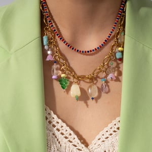 Designable Irregular Natural Stone Stainless Steel Gold Color Women's Pendant Necklaces h5 Picture5