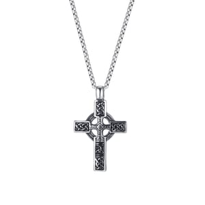 1 pezzo di collana da uomo in acciaio inossidabile con croce di roccia h5 