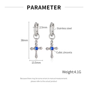 Orecchini da uomo in acciaio inossidabile con croce luminosa h5 Immagine7