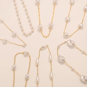 1 Piece Elegant Natural Beads Stainless Steel Women's Chain Necklaces h5 Picture5