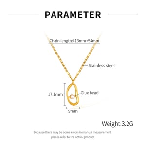 1 Stück Simple Series Tägliche geometrische Edelstahl Goldfarbe Kunstperle Damen-Anhänger Halsketten h5 Bild7