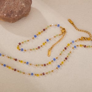 1 Piece Exquisite Series Sweet Colorful Beads Stainless Steel Women's Chain Bracelets h5 Picture4