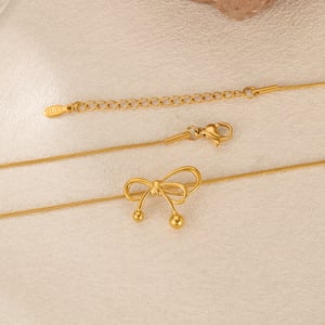 1 Stück Simple Series Daily Bow Knot Edelstahl Goldfarben Damen-Anhänger-Halsketten h5 Bild3