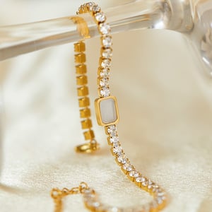 1 Piece Stylish Series Daily Rectangular Stainless Steel Gold Color Women's Chain Bracelets h5 Picture5