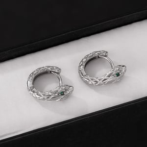 1 Piece Sophisticated Style Snake Head Stainless Steel Men's Hoop Earrings h5 Picture4
