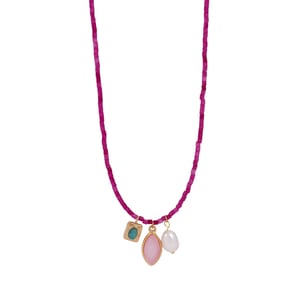 1 Piece Gorgeous Series Sweet Leaf Shape Colorful Natural Stone Stainless Steel Women's Beaded Necklaces h5 Picture7