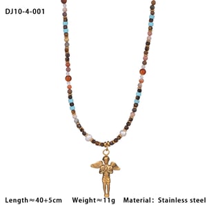 vacation turtle  stainless steel gold color natural stone women's pendant necklaces h5 Picture2