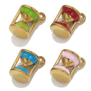 1 Piece Delicate Series Sand Clock Stainless Steel Gold Color Women's Pendants h5 Picture5