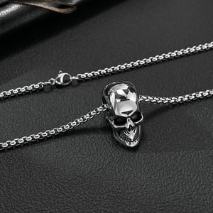 1 pezzo di collana da uomo in acciaio inossidabile con teschio punk h5 Immagine6