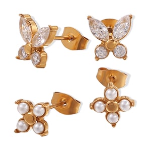 1 Pair Butterfly Stainless Steel Gold Color  Stud Earrings h5 Picture5