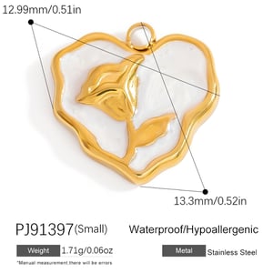 Oil- Glazing Flower Stainless Steel Gold Color Women's Pendants h5 Picture2