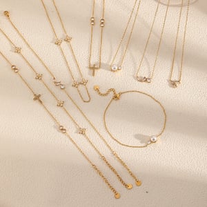 Sophisticated Zircon Stainless Steel Gold Color Women's Chain Necklaces h5 Picture2
