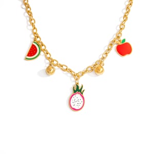 Cute Fruit Stainless Steel Gold Color Pendant Necklaces h5