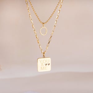 1 Piece Minimalist Series Simple Square Stainless Steel Gold Color Women's Layered Necklaces h5 Picture5