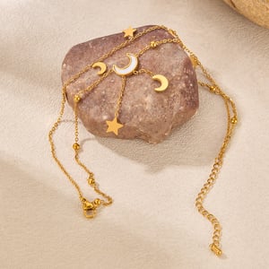 1 Stück Vacation Star Edelstahl Goldfarben Damen Fußkettchen h5 Bild7