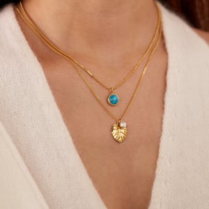 1 Stück Simple Series Tägliche geometrische Edelstahl Goldfarbene mehrlagige Halsketten für Damen h5 Bild4