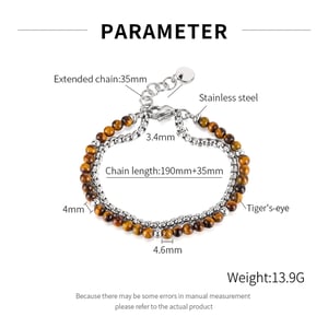 Pulseras de acero inoxidable para hombre con cuentas de piedra natural de doble capa h5 Imagen6