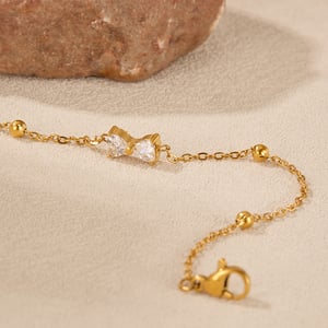 1 Stück Simple Series Daily Bow Knot Edelstahl Goldfarben Damen Charm Armbänder h5 Bild7