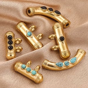 1 Piece Designable Cylinder Stainless Steel Natural Stone Women's Pendants h5 Picture3