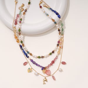 1 Piece Glamorous Series Elegant Heart Stainless Steel Gold Color Transparent Natural Stone Women's Pendant Necklaces h5 Picture5