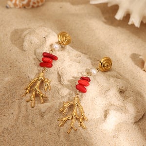 1 Pair Simple Series Vacation Turtle Stainless Steel   Gold Color  Pearl Women's Drop Earrings h5 Picture4
