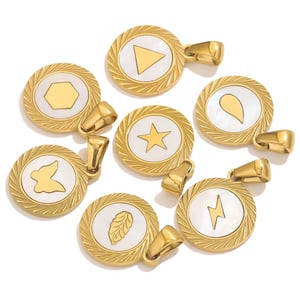1 Piece Delicate Circle Stainless Steel Gold Color Shell Women's Pendants h5 Picture5