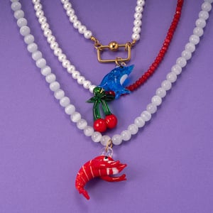 1 Piece Vivid Series Vacation Lobster Glass Stainless Steel Gold Color Women's Beaded Necklaces h5 Picture4