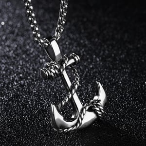 1 pezzo di collana da uomo in acciaio inossidabile con ancora punk per barca h5 Immagine5