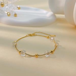 1 Piece Exquisite Series Daily Cubic Stainless Steel Gold Color Women's Chain Bracelets h5 Picture5