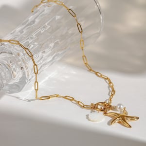 1 Piece Gold Color Stainless Steel Starfish Pendant Necklace h5 Picture3