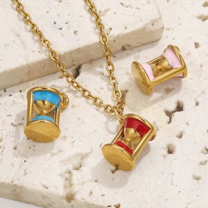 1 Piece Delicate Series Sand Clock Stainless Steel Gold Color Women's Pendants h5 Picture4