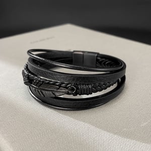 Braccialetti da uomo in acciaio inossidabile con piuma sobria, 1 pezzo h5 Immagine3