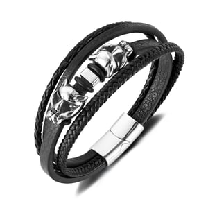 1 pulsera de cuero de leopardo con diseño de roca para hombre h5 