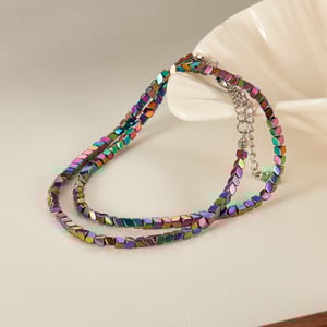 Collane a strati da uomo in acciaio inossidabile con perline colorate h5 Immagine3