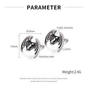 1 Piece Intricate Series Heart Wings Stainless Steel Gold Color Men's Earrings h5 Picture9