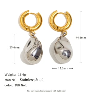 Lightweight Elegant gold colored stainless steel women's earrings h5 Picture6