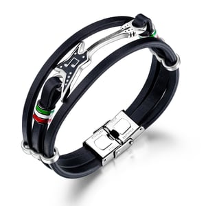 Braccialetti da uomo in acciaio inossidabile con pelle di chitarra, 1 pezzo h5 