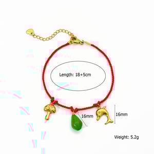 Contrasterende kleur fruit katoenen touw roestvrij staal dames bedelarmbanden h5 Afbeelding2