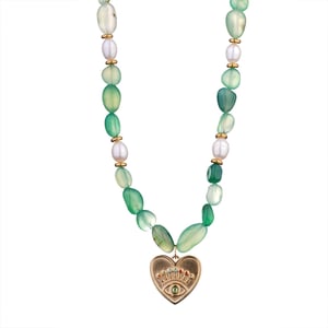 1 Piece Statement-making Series Natural Flower Stainless Steel Gold Color Green Natural Stone Women's Beaded Necklaces h5 Picture7